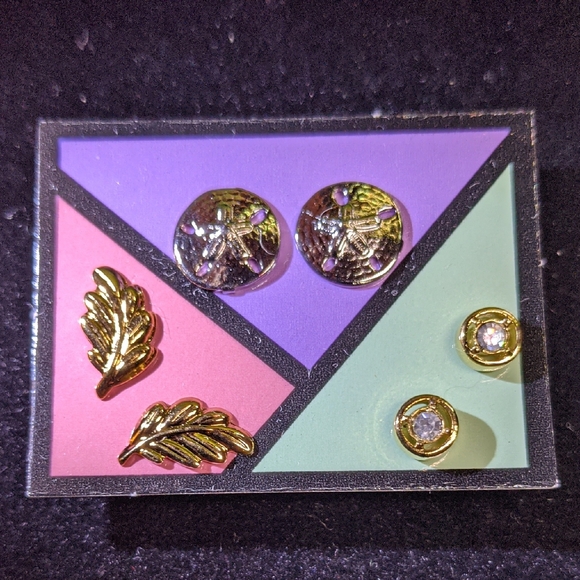 Avon Jewelry - Vintage AVON Versatile Earring Trio, Pierced, Goldtone & Silvertone, NOS